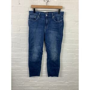 7 For All Mankind Women's High Rise Skinny Jeans Raw Hem Denim Blue Size 31